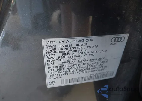 2014 Audi Q7 3.0T S Line Prestige z USA, uszkodzony, nr VIN WA1CGAFE4ED017234